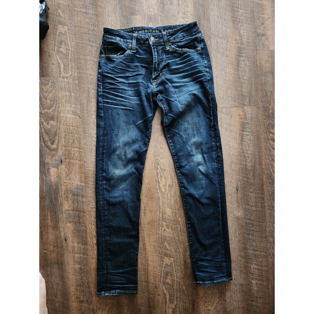 Mens 29x32 AE American Eagle Ne(x)t Flex Slim Distressed Dark Wash Jeans